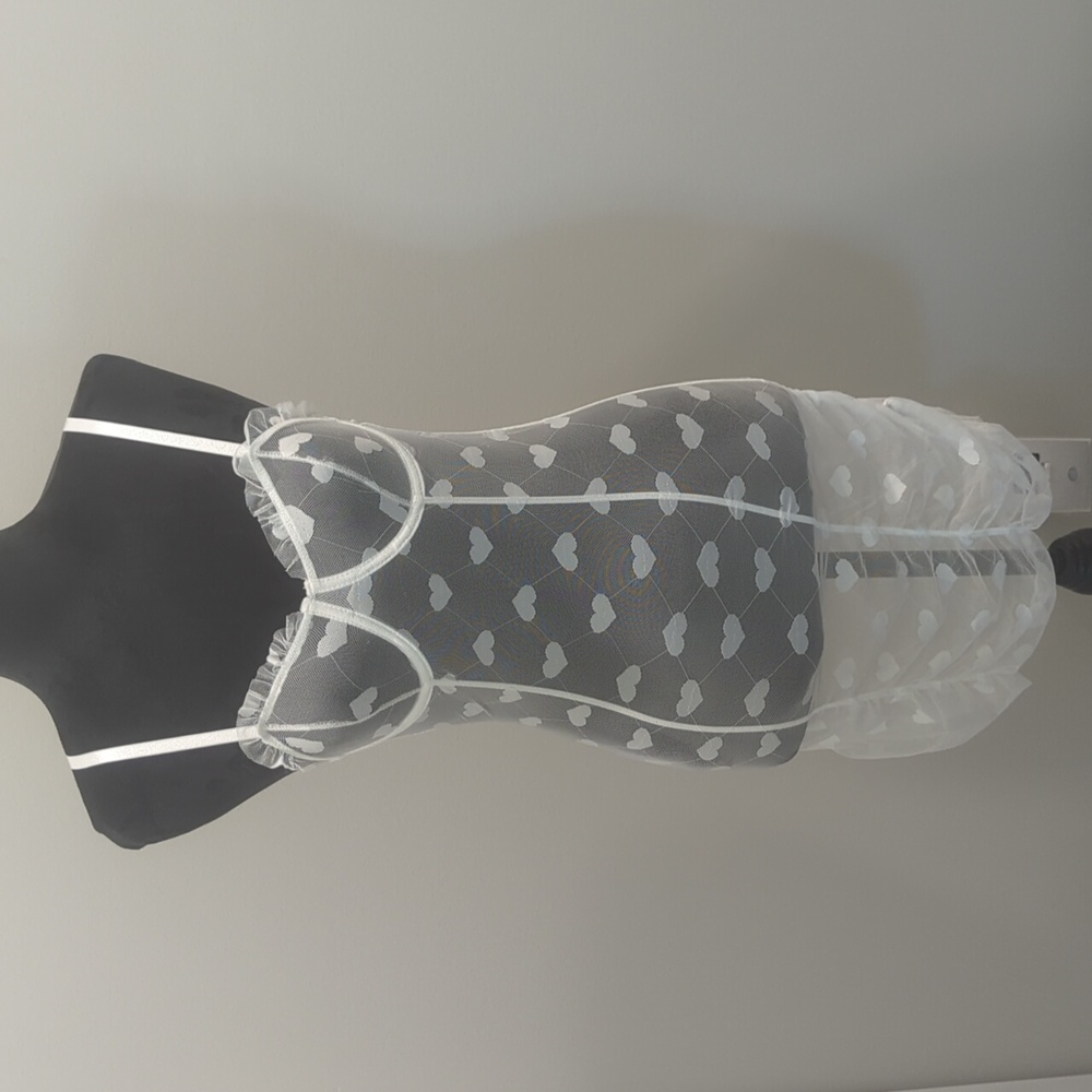 White Lace Chemise with Structured Cups and Adjustable Straps